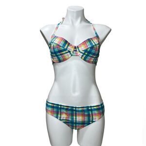 J. Crew plaid 2-Piece Bikini Set Size 34D/Medium